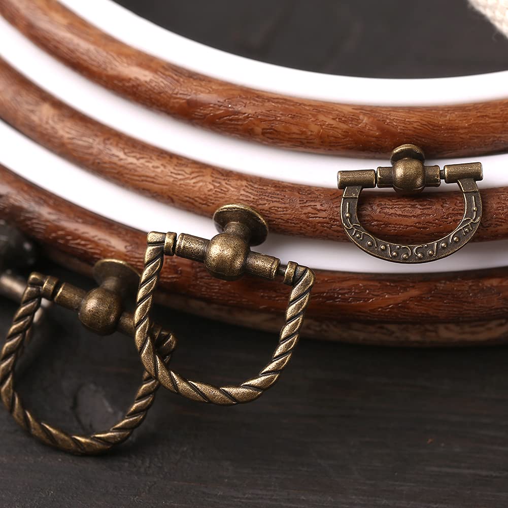 Jupean Embroidery Hoop, 7.5'' 9.2'' Oval Embroidery Hoop, Imitated Wood Display Frame with 30 Pieces Embroidery Needles, Embroidery Frame and Cross Stitch Hoop for Art Craft Sewing and Wall Hanging JUPEAN