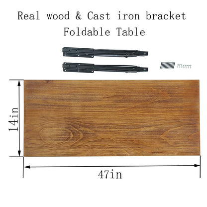 (47" Lx14 W) Industrial Rustic Folding Wall Mounted Workbench Drop Leaf Table, Dining Table Desk, Pine Wood Wall Mounted Bar Tables,Workbench,Study