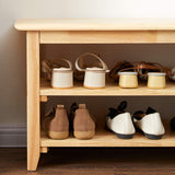 XKZG Storage Bench Wooden Shoe Bench Simple Style Wood Entryway Bench Shoe Rack (Natural,31.5") XKZG