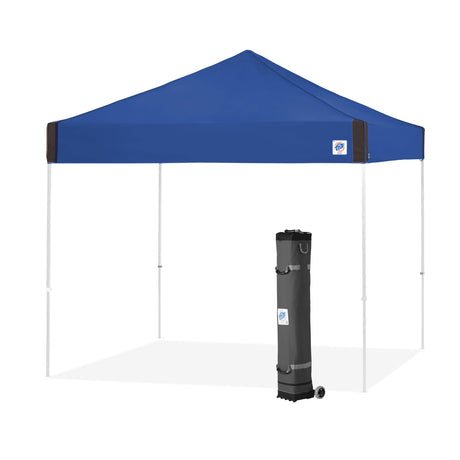 E-Z UP Pyramid Instant Shelter Canopy Pop Up Tent, 10' x 10' with Wide-Trax Roller Bag & 4 Piece Spike Set, Royal Blue E-Z UP