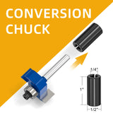 MEIGGTOOL 4Pcs Rabbet Router Bit 1/4" Shank with 6 Bearings Set - 1/16", 1/8", 3/16", 1/4", 5/16", 3/8". Interchangeable Bearings with 1/2" to 1/4" Router Collett MEIGGTOOL