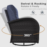 LayinSun 7 Pieces Outdoor Patio Furniture Set with Fire Pit Table, Rattan Wicker Sectional Swivel Rocker Chairs Sets LayinSun