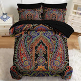Nesker 5 Pcs Comforter Set Twin Size, Paisley Boho Plant Bedding Set for Kids and Adults, Bohemian Retro Floral Bed Sheet Sets with Fitted Sheet Pillowcases & Shams Nesker