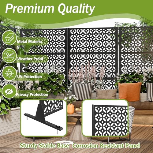 Outdoor Metal Privacy Screen with Stand 72" H x 46" W Freestanding Decorative Privacy Fence and Garden Divider, Portable Divider Screens for Deck Patio Balcony Garden Outdoor & Indoor (Cross Shaped) pozdeg