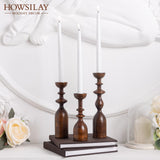 HOWSILAY Candle Holder Wood Candle Holders for Table Centerpiece Candlestick Holders Modern Farmhouse Decor Candlesticks fits 3/4" or 7/8" Taper Candle and Dia 1.5" Led Tea Lights or Pillar Candles HOWSILAY