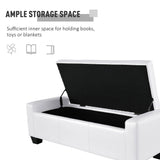 HOMCOM Large 51" Storage Ottoman, Tufted Faux Leather Storage Bench for Living Room, Entryway, or Bedroom, Cream White HOMCOM