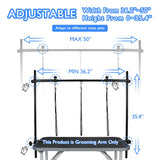 LEIBOU H-Shape Dog Grooming Arm Pet Supplies Grooming Table Arm with 3 Noose and Clamp Heavy Duty Aluminum Alloy Frame with 35.4” Adjustable Height and 36.2” ~ 50” Adjustable Width Dog Grooming Kit LEIBOU