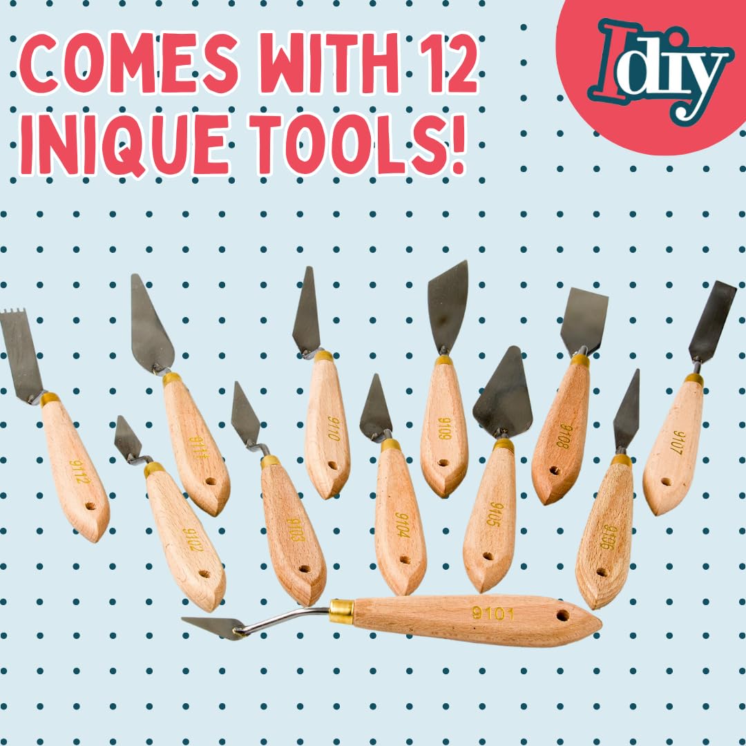 Palette Painting Knife Set 12 Pack with Carrying Case- Stainless Steel Art Paint Knives Sculpt Pro