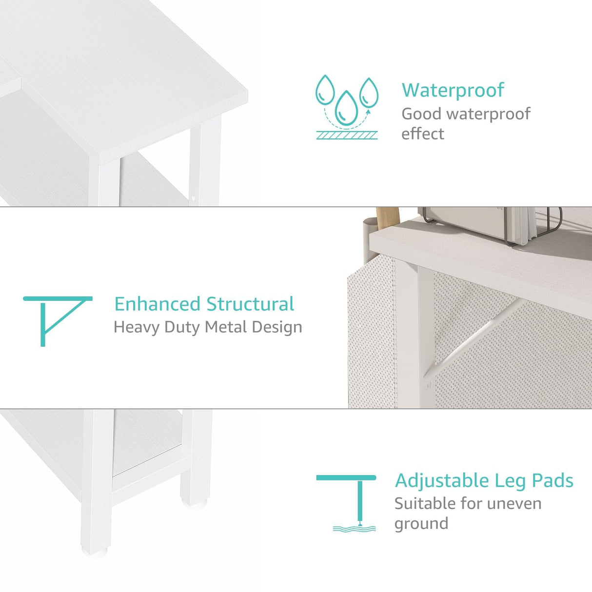 Lufeiya White L Shaped Computer Desk with Power Outlet Shelves, 47 Inch Corner Desk for Home Office Bedroom, L-Shaped Study Writing Working PC Desks, White Lufeiya