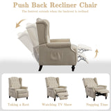 SENIFIS Pushback Recliner Chair, Linen Elizabeth Tufted Armchair Accent Chair with Massage &Heat, Mid Century Modern Wingback Single Sofa Chairs for Living Room, Small Space, Home Theater (White) SENIFIS
