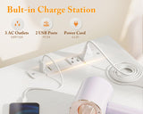 AODK 48" Vanity Desk no Mirror with 3 Fabric Drawers, Small Makeup Vanity Desk for Bedroom with Power Outlet, White Vanity Table with Versatile Hook, Girls Vanity Makeup Table, White AODK