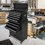Kirmosal 13 Drawer Tool Chest,Toolbox with Wheels, Rolling Tool Cabinets with Drawers, Top Detachable Tool Chest with Hooks Handles for Workshop Mechanical Garage - Black Kirmosal