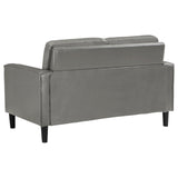 Coaster Home Furnishings - Ruth - Faux Leather - Upholstered Loveseat with Track Arms, Foam-Filled Cushions, and Straight Tapered Legs - Living Room - Gray - 508366 Coaster Fine Furniture