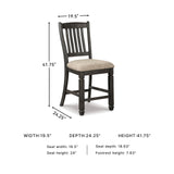 Signature Design by Ashley Tyler Creek Farmhouse 24.38" Counter Height Upholstered Barstool, Set of 2, Almost Black Signature Design by Ashley