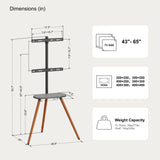ECOTINY Tripod Easel TV Stand for 40 to 65 Inch LCD LED OLED Screen, Height Adjustable and Swievel TV Stand, Portable Corner TV Floor Stand with Wooden Tray, VESA 400x400mm, Minimalist Black Walnut ECOTINY