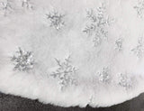 CHICHIC 48 Inch Large Christmas Tree Skirt White Tree Skirt Xmas Faux Fur Tree Skirts Christmas Decorations for Holiday Tree Ornaments Christmas Party Home Decorations with Sequin Silver Snowflakes CHICHIC