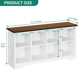 YITAHOME 8 Cube Storage Organizer Bookshelf, Horizontal Bookshelf Farmhouse Cubby Bookcase for Living Room, Bedroom, Home Office, White YITAHOME