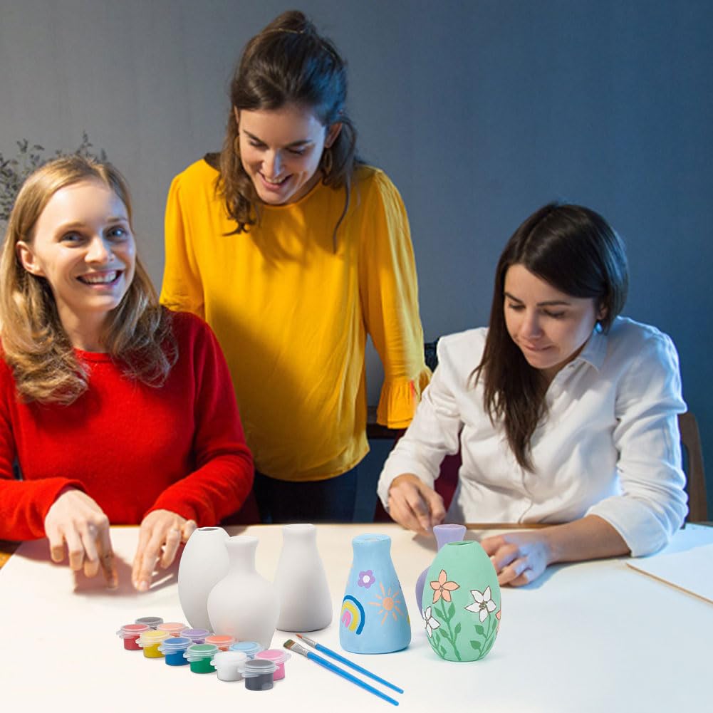 WEBEEDY 3 Sets Vase Pottery Painting Kit Paint Your Own Ceramic Vase Set Ready to Paint Ceramics DIY Paint Craft Kit for Craft Project Fun Home Acticity WEBEEDY