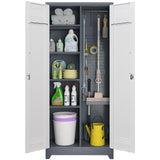 IRONFFICE 72.8" H Metal Storage Cabinet for Brooms,Broom Closet Storage Cabinet,Utility Cabinet for Brooms and Mops,Laundry Room Closet Storage Cabinets IRONFFICE