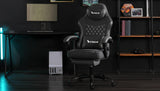 Vonesse Gaming Chair, Computer Chair Fabric with Pocket Spring Cushion, Office Chair with Footrest and Massage Lumbar Support, Reclining Gaming Chairs for Adults 250LBS (Black) Vonesse