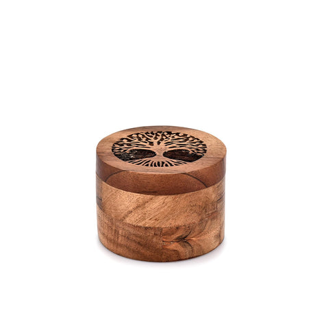 Samhita Handmade Acacia Wood Urn for Human Ashes, Tree of Life Wooden Box Urns for Ashes - Cremation Pet Urns for Dogs Ashes, Urn for Ashes (3.5" x Samhita