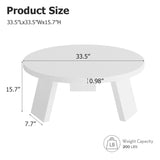 GarveeHome Round Coffee Table, Farmhouse Small Wooden Coffee Table with 3 Strong Legs, Easy Assembly, 33.5'' x 15.7'', White GarveeHome