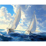Natuyalo Paint by Numbers for Adults Beginner, Sailboat Acrylic Easy Paint by Numbers Kits Ocean Landscape Craft Kits for Adults Suitable for Home Wall Decoration Flameless 16x20 Inch Natuyalo