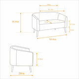 Nahenduo Corduroy Loveseat Sofa and Small Couch for Bedroom, 2 Seater Mini Couch for Small Rooms, 51" W Wood Legs, Comfy Foam+Spring (Ivory White) Nahenduo