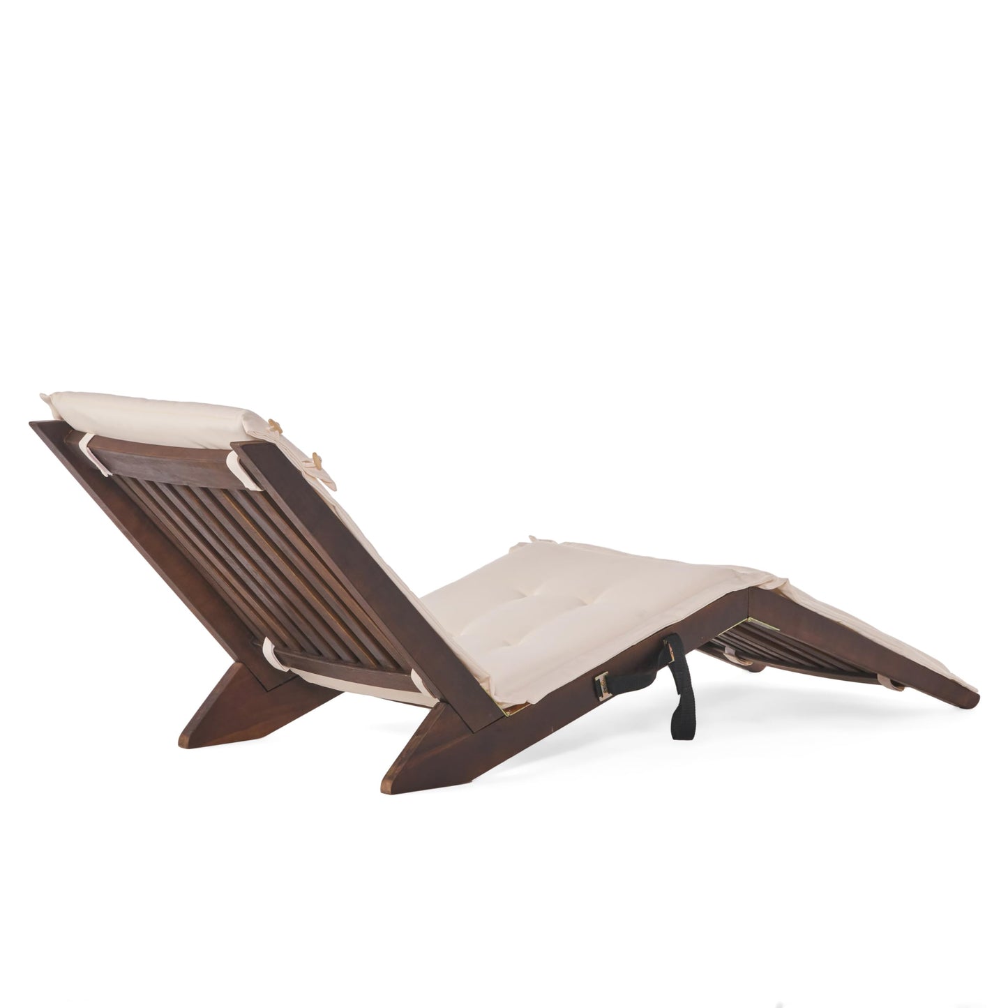 Christopher Knight Home Sonora Wood Folding Lounger, Mahogany W/ Cream Cushion