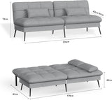 COMHOMA Convertible Sofa Bed,68″Fabric Couch with Adjustable Backrest,Loveseat Recliner Sleeper Living Room Furniture futon Set,Grey COMHOMA