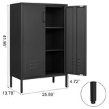 IRONFFICE Metal Locker Storage Cabinet,Black Accent Storage Cabinet, Metal Pantry Cabinet with Doors,Locker Cabinet for Living Room,Kitchen,Office IRONFFICE