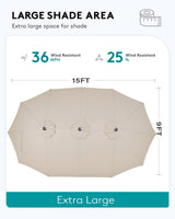 SERWALL 8-Piece Patio Dining Sets with 15FT Double Side Patio Umbrella, Outdoor HDPE Dining Furniture Set with Umbrella Hole Cut-Out Table and 6 Chairs, Aruba（Umbreall Base not Included） SERWALL