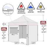 Eurmax USA 10'x10' Pop-up Canopy Tent Commercial Instant Canopies with 4 Removable Zipper End Side Walls and Roller Bag, Bonus 4 SandBags(White) Eurmax