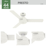 Hunter Fan Company 51848 Presto Ceiling Fan, Matte White, 10.09x44x44 Hunter
