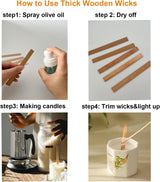 50 pcs 5.1in x 0.76in Wooden Wicks for Candle Making Natural Candle Wood Wicks Candle Cores for DIY Candle Making Craft Wooden Wicks for Candle Making (50 Sets Stickers Included) Phinicco