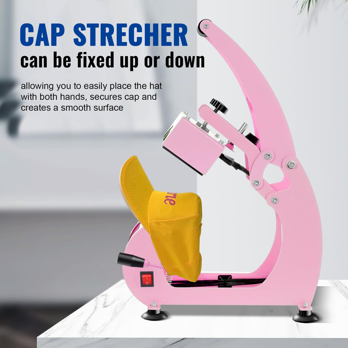 UOKRR Hat Heat Press, Hat Press Heat Machine for Caps with LCD Control, Hat Heat Press Machine with 2pcs Interchangeable Platens & Caps Stretcher for Vinyl, Sublimation, Heat Transfer (Pink) UOKRR