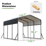 10x15FT Metal Carport, Heavy Duty Car Port Canopy with Iron Roof and Frame, Extra Large Carports Withstand Strong Wind or Heavy Rain, Suitable for Parking Pickup, Boat, Car, and Tractor WUKHG