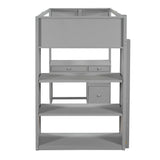 CITYLIGHT Twin Loft Bed with Desk and Shelves,Wooden Twin Size Loft Bed with Desk and Storage Drawers, Space Saving Loft Bed Twin for Kids Girls Boys (Twin,Grey) CITYLIGHT