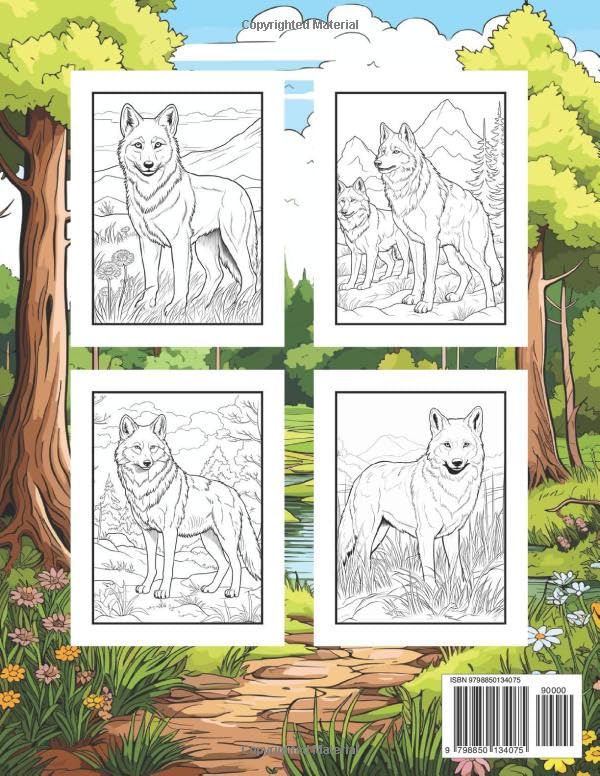 Wolf Coloring Book: For All Ages, 50 Beautiful Designs, Stress Relief & Relaxation Majosta