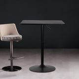 Magshion 31.5" Square Pub Table Height Adjustable 27.6"-36" Cocktail Table with Metal Base MDF Top Non-Rotatable for Dining Bistro Café Home Bar, Black Magshion