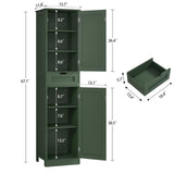 TEENFON Tall Bathroom Cabinet with 2 Doors & 1 Drawer, Narrow Bathroom Storage Cabinet with Adjustable Shelves, for Living Room, Entryway, Kitchen, Forest Green TEENFON