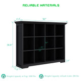 OSCHF Cube Storage Bookcase with Base - Wooden 3 Tiers Floor Standing Open Shelf Cabinet for Home and Office, 12-Cube Lattice Bookshelf, Black OSCHF