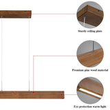 EDISLIVE Wood Linear LED Pendant Light Dimmable LED Chandelier 41.3 in Adjustable Linear Hanging Light Fixture 3000K 20W Island Light for Dinning Room Kitchen EDISLIVE