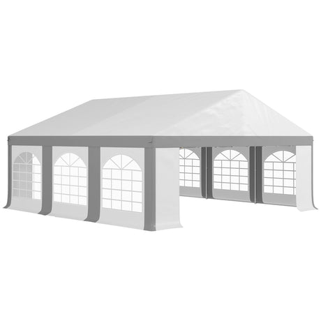Outsunny 20 x 20 ft Heavy Duty Party Tent Outdoor Gazebo Wedding Tent Event Shelter Carport BBQ with Removable Sidewalls & Windows, Outside Waterproof Canopy for Parties, White and Gray Outsunny