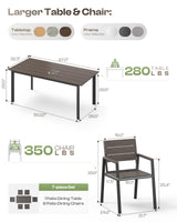 Oasbira Outdoor Patio Dining Table Sets 7-Piece Aluminum and HDPS All-Weather Table and Chairs with Umbrella Hole, Patio Modern Furniture Sets for Garden, Backyard (Charcoal) Oasbira