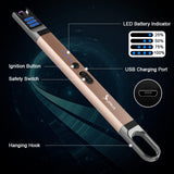 SUPRUS Candle Lighter Electric Arc Lighter Windproof Flameless USB Rechargeable Lighter with LED Light for Candle Camping BBQ Cooking (Champagne Gold) SUPRUS