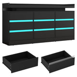 Hlivelood 9 Drawer Dresser with Power Outlet & LED Light, Modern Chest of Drawers for Closet Modern Large Dresser Organizer Cabinet for Bedroom, Living Room, Black Hlivelood