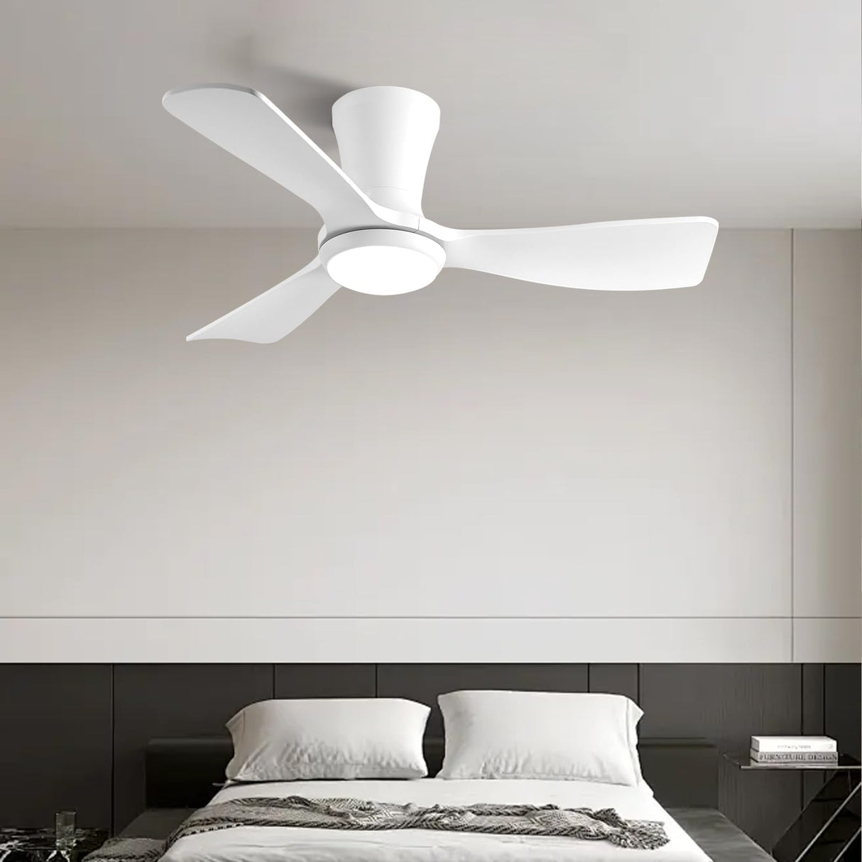 36in Ceiling Fan With Lights express setup Remote Control White Fan 6speed Quiet Reversible DC Motor LED 3CCT Dimmable Light Living Room Bedroom Dining Room Deck Patio Modem indoor Outdoor use natawinnd