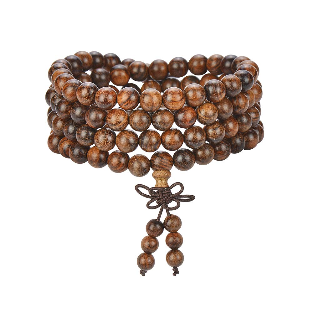 anzhongli Mala Beads Bracelet 108 8mm Beaded Bracelet Sandalwood Elastic anzhongli