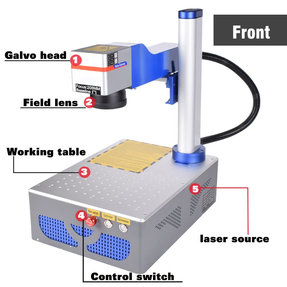 US Stock Fiber Laser 30W Raycus Fiber Laser Ovsuqu Raycus QS Engraver Compatible LightBurn Laser Engraver 7.9x7.9(200x200mm) lens for Metal Aluminum Steel Gold Jewelry More - WoodArtSupply